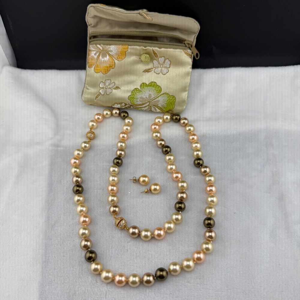 Vintage‎ Honora Necklace Bracelet Pierced Earrings 24" 7: